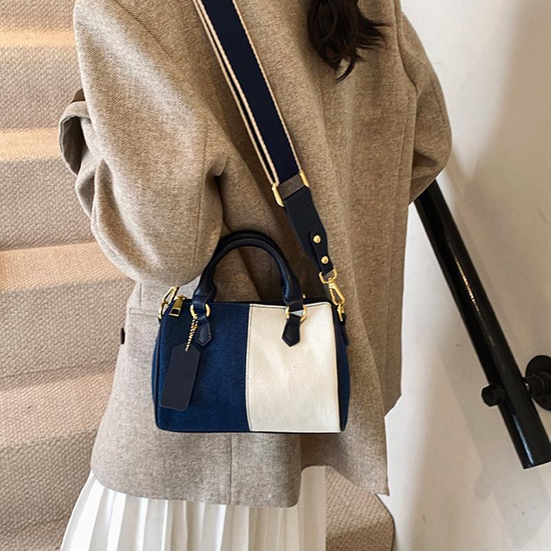 Patchwork Colorblock Small Handbags For Women Denim Shoulder CrossBody Bags Casual Street Boston Designer Purses CLE