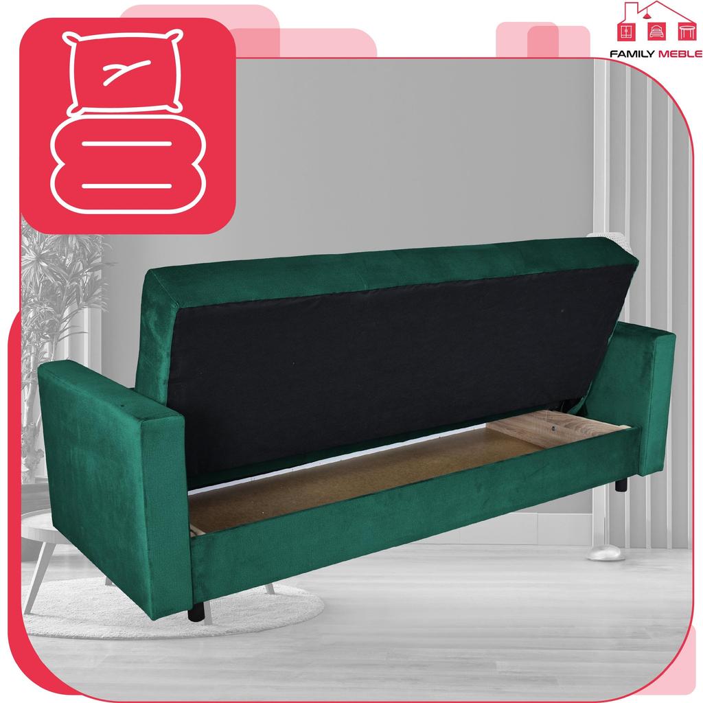 Kanapa sofa Alicja rozkładana wersalka spania bonell łóżko Family meble zielona