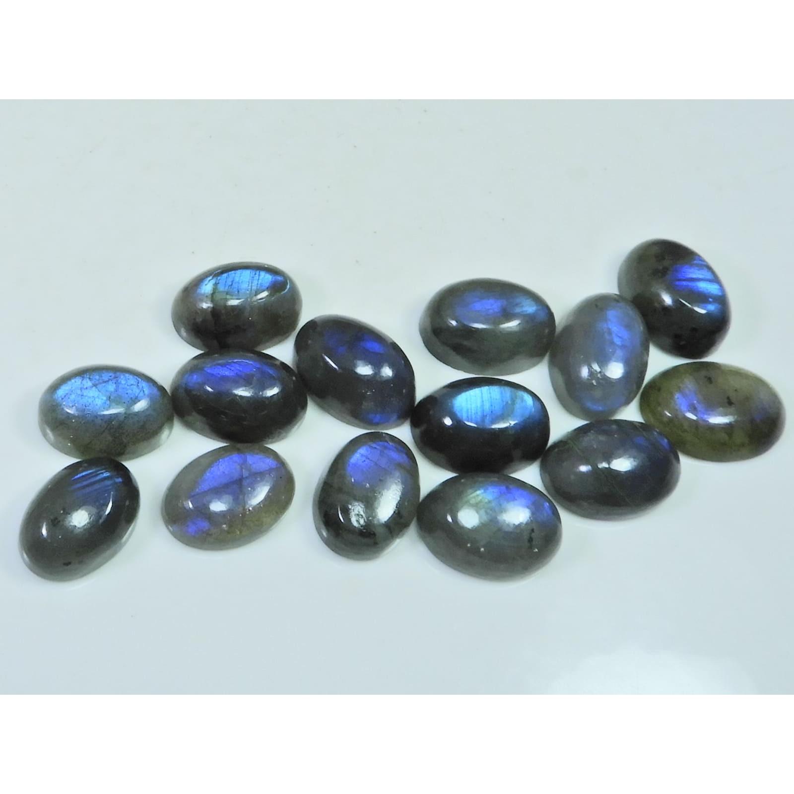 10X14MM Natural Labradorite Blue Fire Oval Cabochon Loose Gemstone 14Pcs Lot C-1069