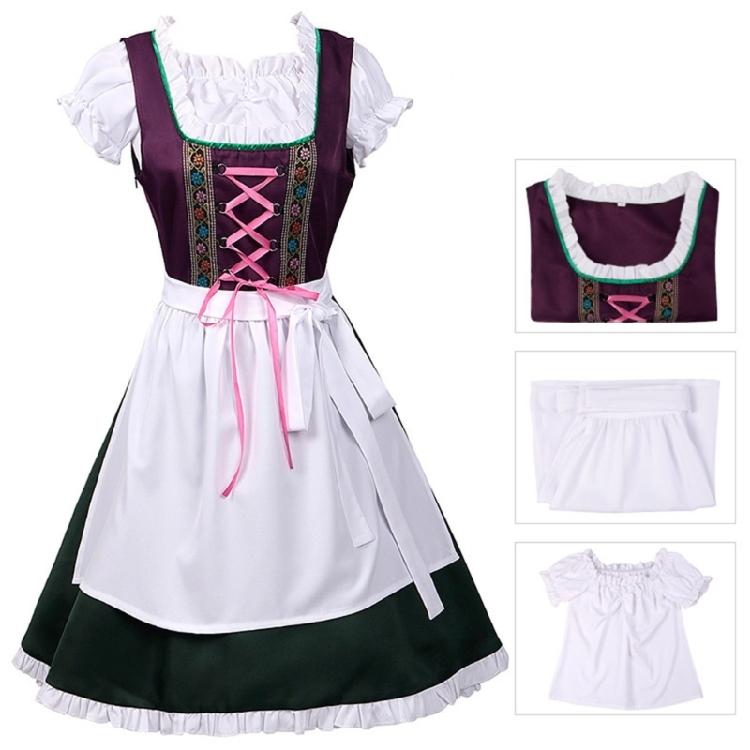 Set Costume Bavarese Tedesco Oktoberfest per Donne Adulte, Vestiti Dirndl Costume da Birra per Halloween e Carnevale del Festival della Birra