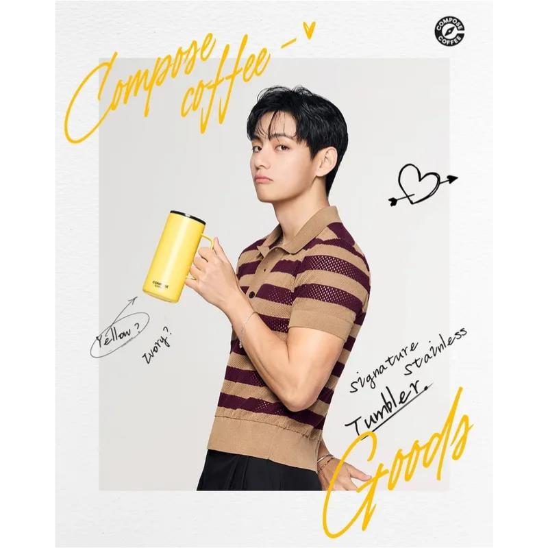 Compose Coffee MD Tumbler – BTS V Model | Official K-POP Collaboration | Ivory / Yellow