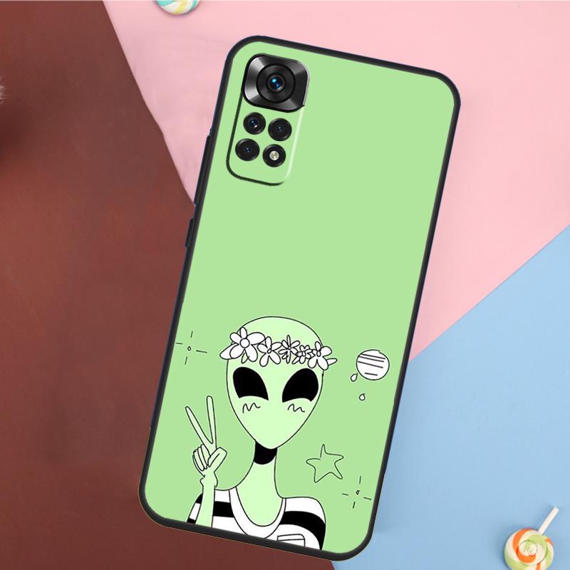 Aesthetics Cute Cartoon Alien Cover For Xiaomi Redmi Note 13 14 Pro 12 11 9 10 9S 10S 11S 12S Redmi 14C 10C 12C 13C Case
