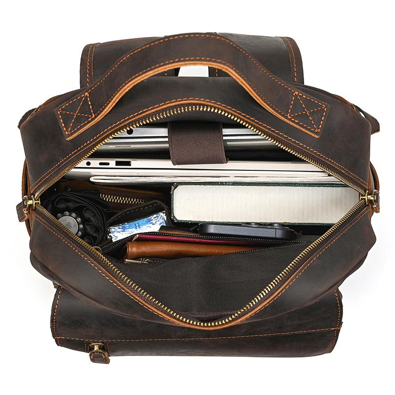 Crazy Horse Leather Men's Leather Backpack Bag Genuine Leather Computer Laptop Bags Men Male Travel Backpack Thick Cowhide Bag