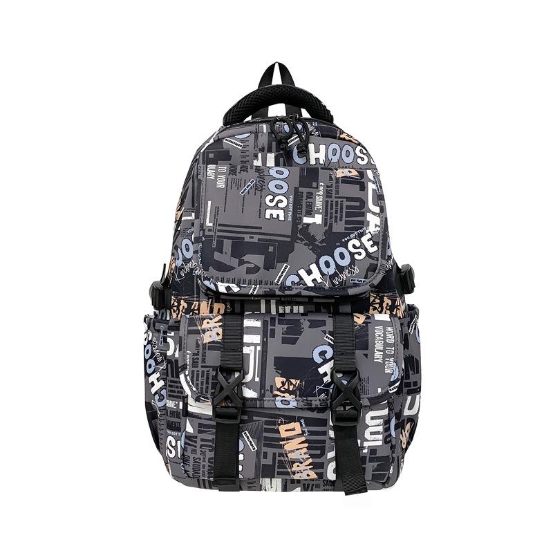 

Letter Print Large Capacity Backpack Junior High School Student Campus Schoolbag Men Computer Backpack