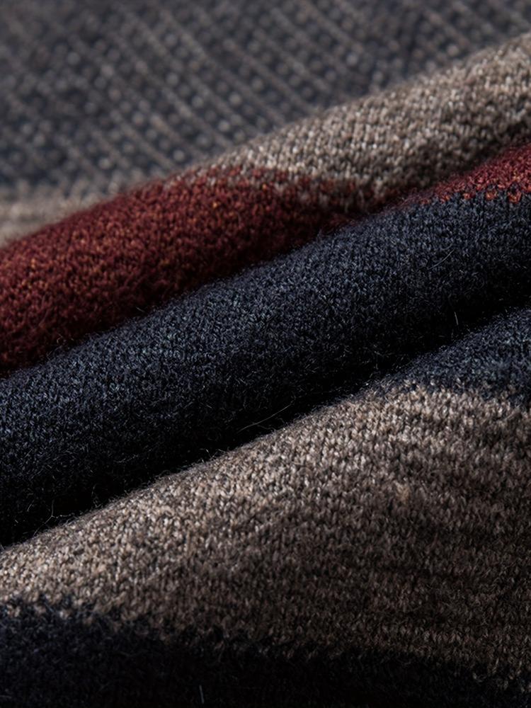 All Match Knitted Color Block Sweater, Men's Casual Warm High Stretch Crew Neck Pullover Sweater For Men Fall Winter