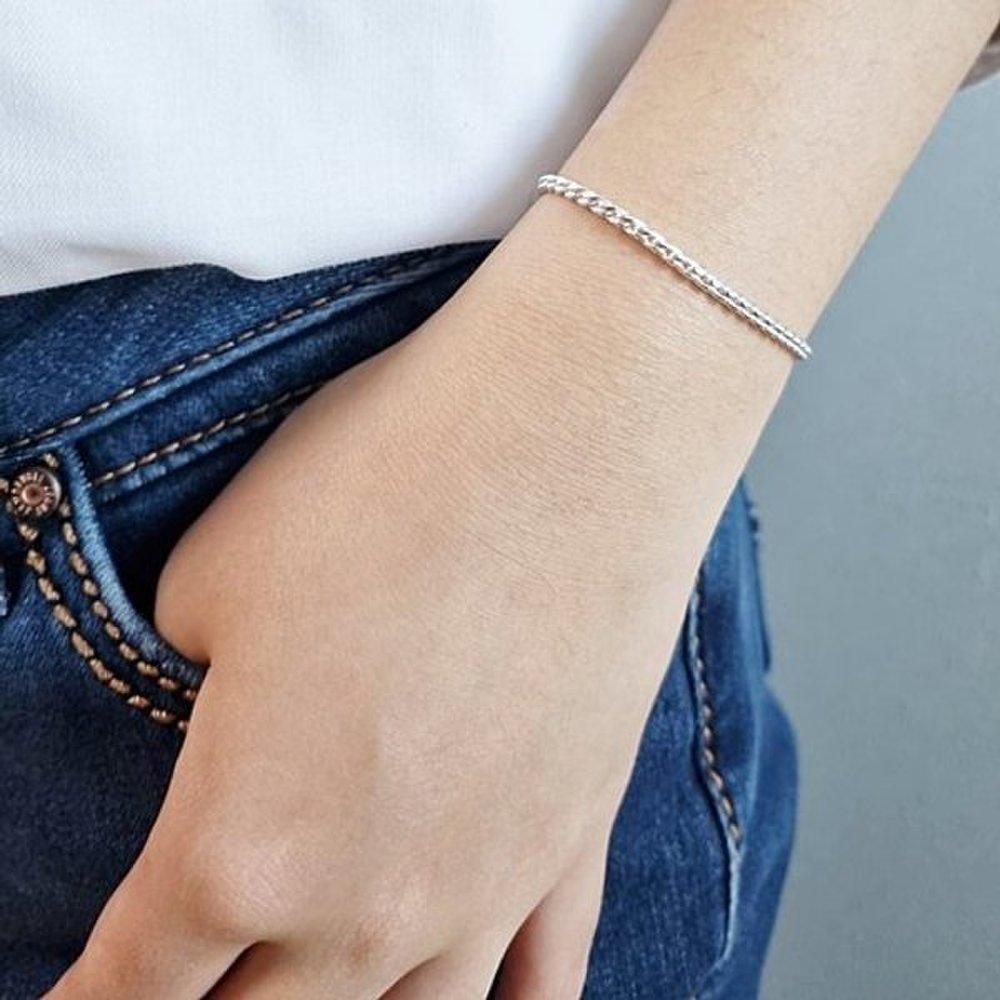 Curved Round 2mm Silver Bracelet for Men and Women 925 Silver Thin Birthday Gift
