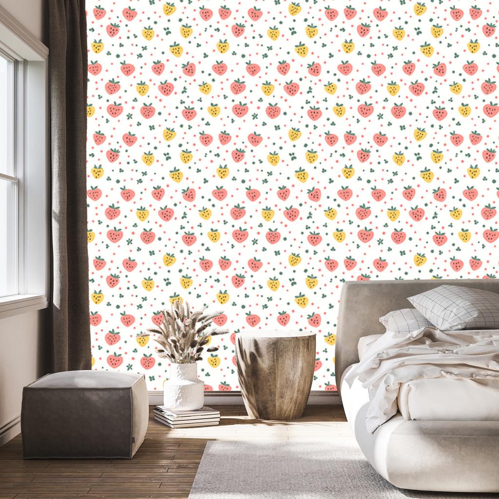 Summer Wallpaper In White, Coral and Light Gray for the Living Room and Bedroom 50x1000