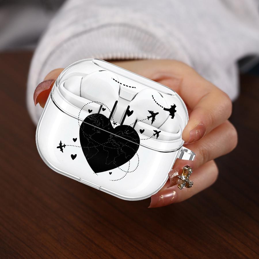 Flight Route Love Case For Samsung Galaxy Buds 4 Pro 4Pro 3Pro 2Pro Live 3 FE 2 Clear Earphone Cases Cover With Hook