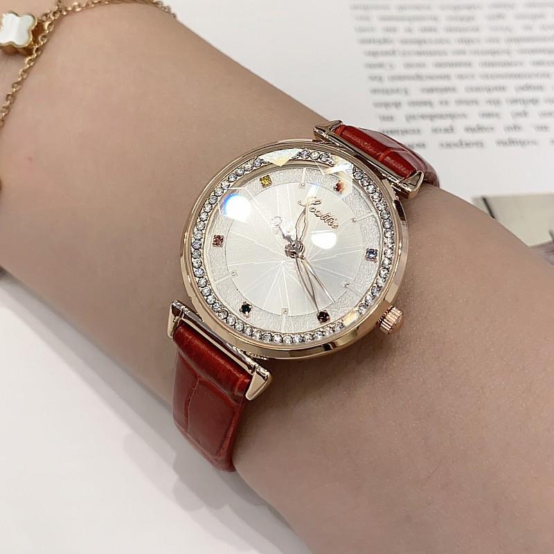 Fashion Red Belt Ladies Watch Women S Wind Diamond Trend Personalized Girls Watch
