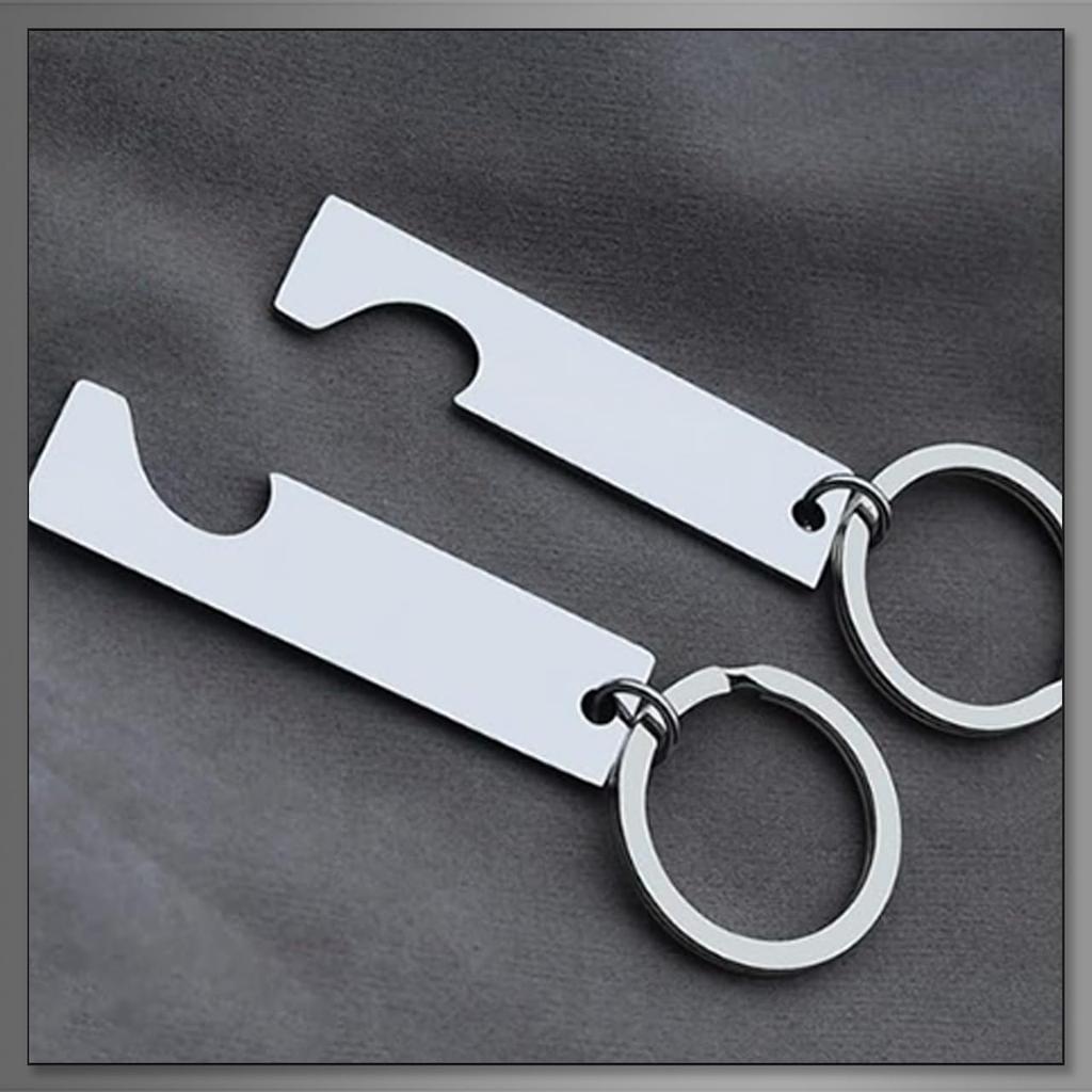 Buzz Selection Pair of Keychains, Couples Gift, Simple, Stylish, Anniversary Gift for Men and Women, AC505 (White Silver)