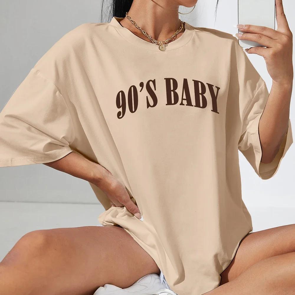 90s Creativity Letter Tshirts For Unisex Funny Tops Street Hip Hop Clothing Allmath Female Short Sleeve