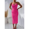 Fashion European and American Women Clothes Sexy Tube Top Sleeve Slit Solid Dress Sexy Solid Color Dress