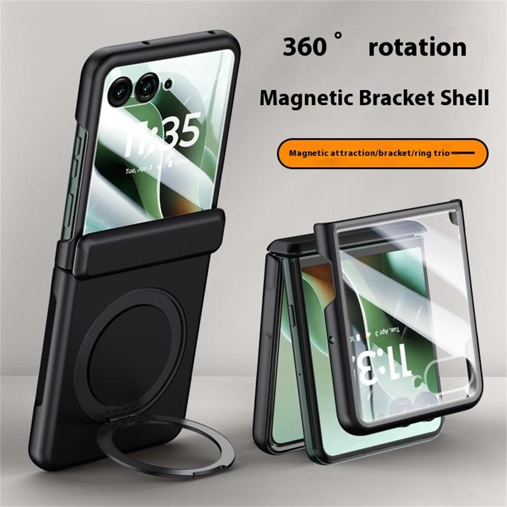 For Motorola Razr 60 Ultra 5G Deksel Kompatibelt med MagSafe Støttefot Hudberøring PC Telefondeksel Innebygd Skjermbeskytter