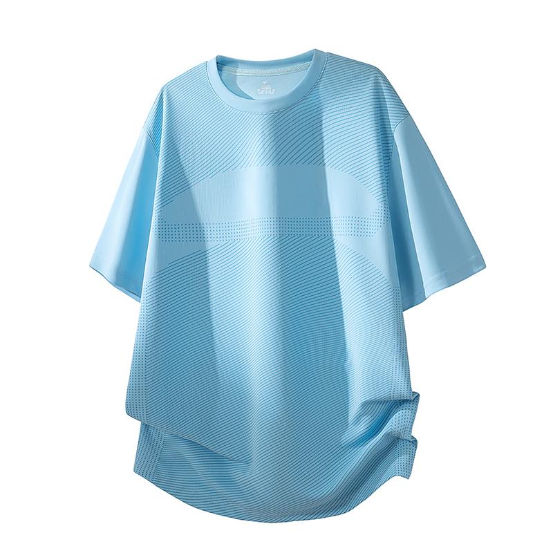 

Quick Drying Sports T-shirt Men s Ice Silk Fitness Loose Summer Thin Short Sleeved Running Top 2XL