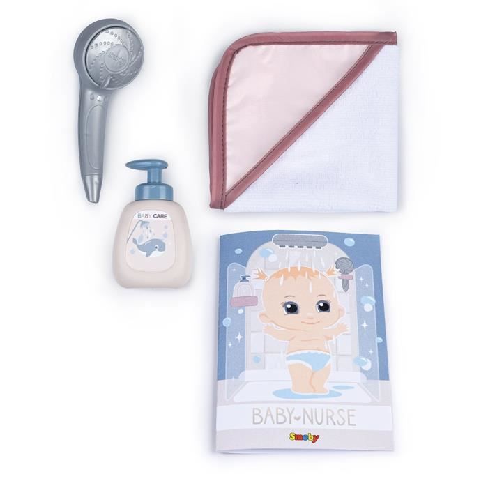 Infermiera per Bambole - Doccia - Accappatoio + spingi-schiuma - Doccetta rimovibile e funzionale - Per bambole fino a 40 cm