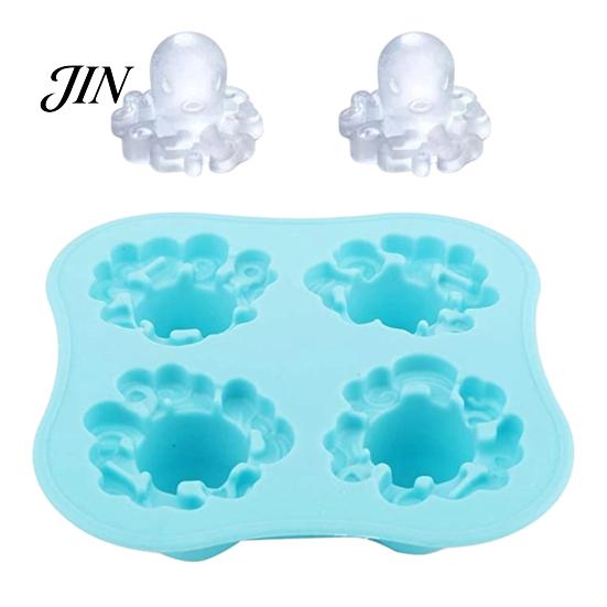 4 Grid Ice Cube Maker Octopus Tray Mold, Maker, Food Grade Four-piece Mold Soft TPR Easy Release for Jelly Chocolate Drinks And Cocktails