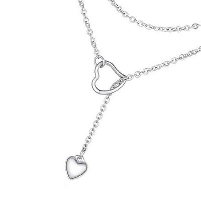 Versatile Front Adjustable Necklace Fashionable Long Necklace Featuring Double Heart Pendant for Fashion Enthusiasts