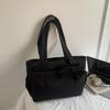 Bow tote bag for women, daily class commuting, versatile sweet girls simple and light handbag shoulder bag coffee color