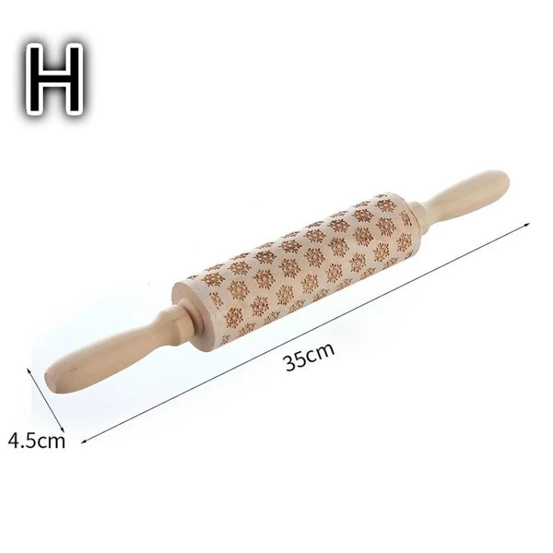 35*4,5cm Mattarello per Impasto di Natale con Rilievo per Biscotti, Pasta Fresca, Biscotti, Fondant, Torta, Rullo Inciso Renna Fiocco di Neve