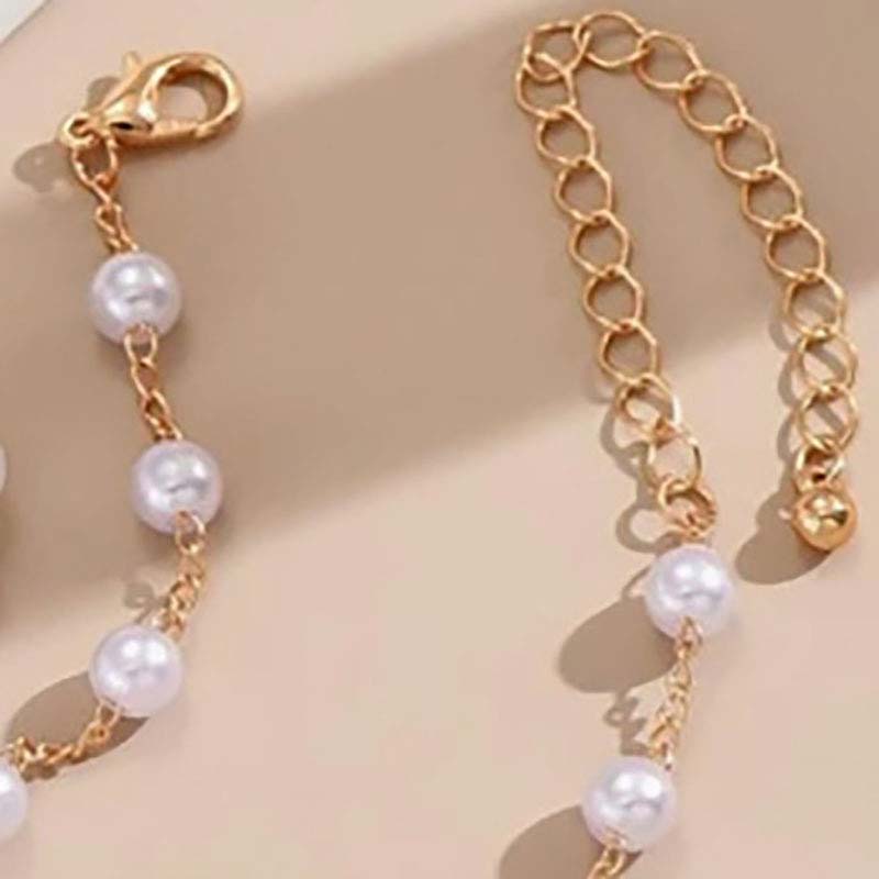 Retro White Imitation Pearl Bracelet for Women Elegant Double Layer Handmade Beaded Chain Bracelet Bangles Jewelry Gift
