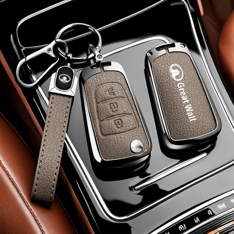 Suat Leather Car Key Case Great Wall Haval Hover Fengjun 5 6 H3 H5 H6 H1 H3 C30 C50 M4 3 Car Key Cover Zinc Alloy Leather Protec