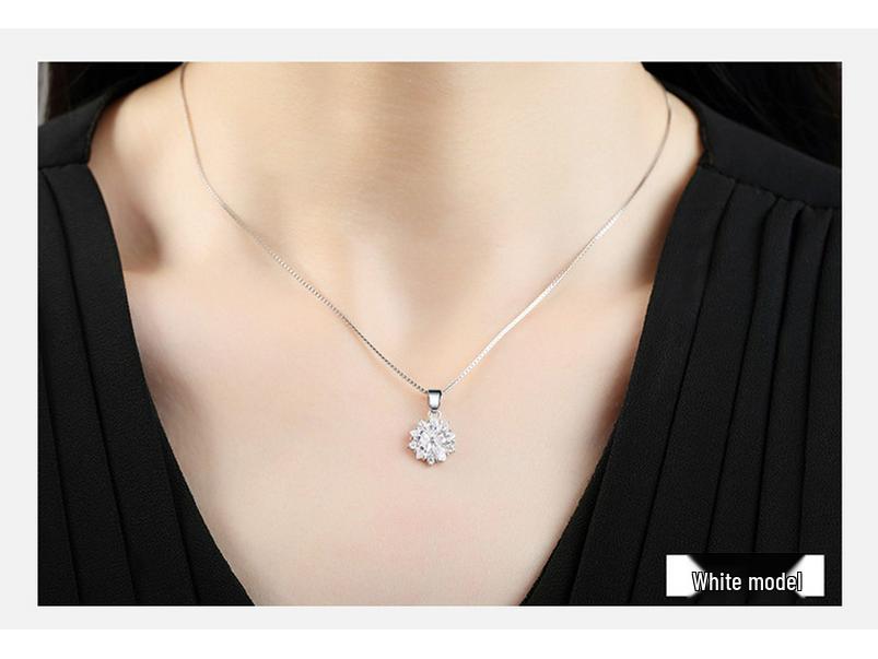 925 Silver Cherry Blossom Pendant Necklace - Simple, Versatile Clavicle Chain for Women, Ideal Birthday Gift