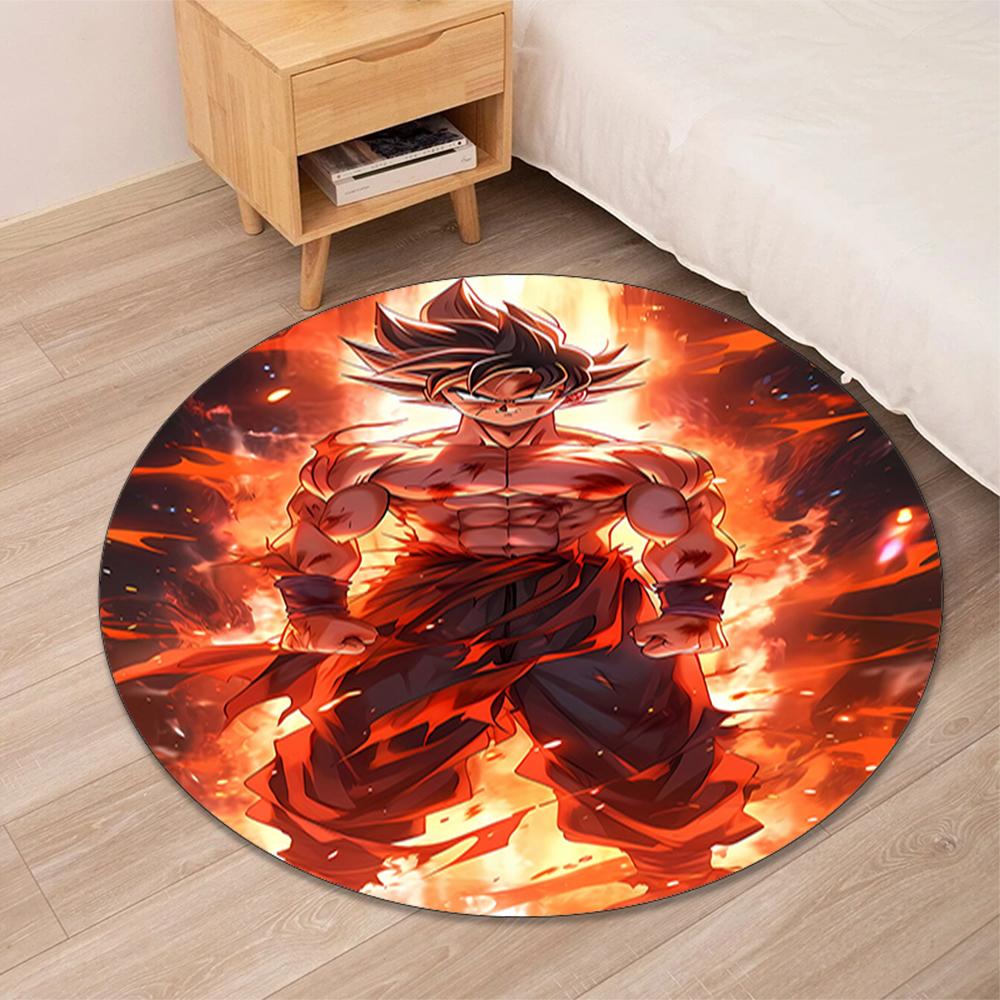 Dragon Ball Printed Round Rug Carpet Chair Rug Area Rug Entryway Doormats,for Office Chair Living Room Bedroom Kitchen Room.