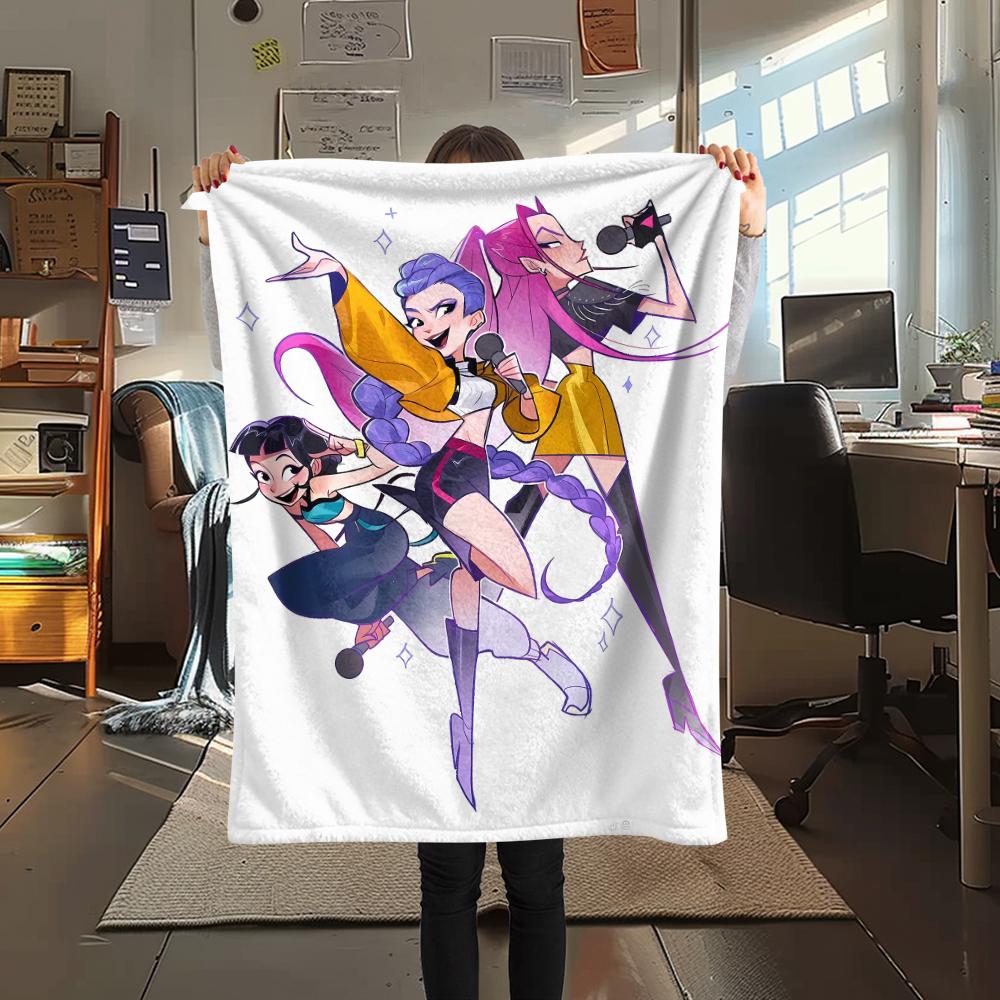 1pz Coperta in Flanella con Stampa Kpop Demon Hunters, Alta Qualità, Per Tutte le Stagioni, Decorazione per la Casa, Calore e Comfort, Perfetta per Regali di Natale
