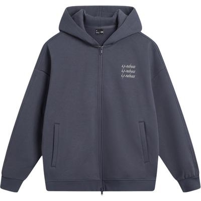 Li Ning Seria Lifestyle Sportowy Casualowy Modny Prosty Wszechstronny Litera Wygodny Luźny Polar Ciepła Bluza z Kapturem Kurtka Sportowa Unisex AWDVC61-8
