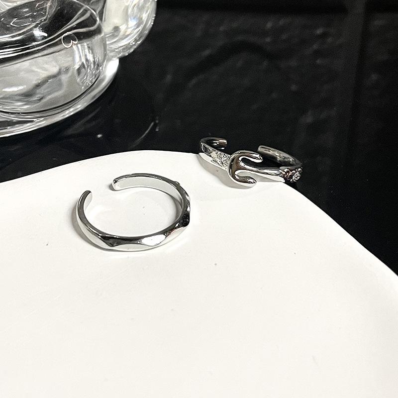 Cold Wind Ring Female Niche Design Couple Ring Simple Geometric Folds Irregular Personality Texture Index Finger Ring