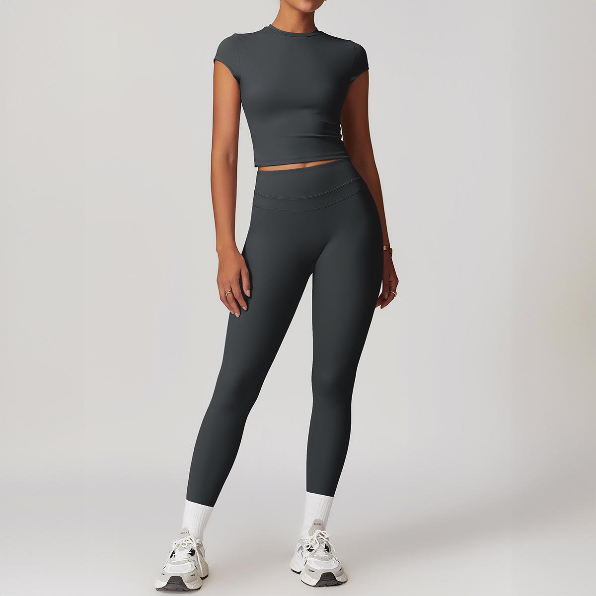 

Kai Kuo European-American Sports Yoga Two-Piece Set: Short-Sleeve Top & Long Pants for Women, Autumn/Winter 2025. S темно-синий