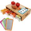 Bamboo Multifunctional Cutting Board Set with Container and Grater Square Chopping Block Drawer Design Cutting Board