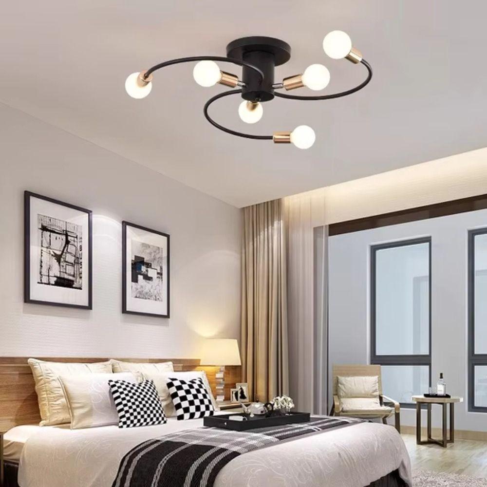 Black White Gold Ceiling Light Soft Six Heads Nordic Ceiling Light E27 Bulb Base Energy Saving LED Ceiling Light Kitchen