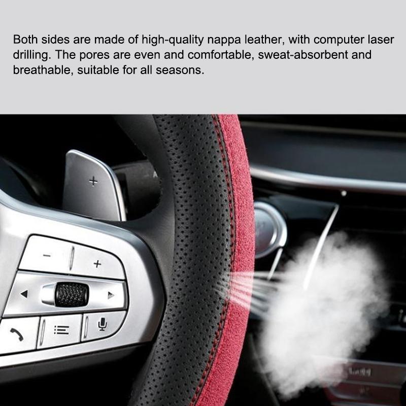 Semišový poťah na všetky ročné obdobia Poťah na volant auta Ultra tenký Protišmykový Tvar D Okrúhly Priedušný Ochranný poťah na volant auta