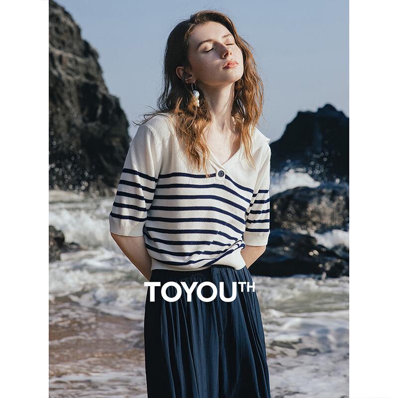 

Women s Striped Sailor Collar Knit Top XL