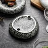 Sushi Plate  Home Dining Plate Japanese Steak Plate   Creative Circular Stone Patterned Western Cuisine Plate Ceramic