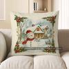 Home Decor Snowman & Cottage Christmas Pillow Cover Pattern Cushion Cover Suitable For Sofa Bedroom Car Pillow Cover