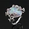 Stylish and simple opal opal branch flower ring