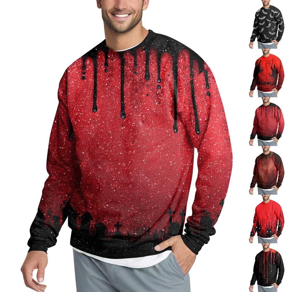 Men's Casual Fashion Printed Round Neck Pullover Sweatshirt