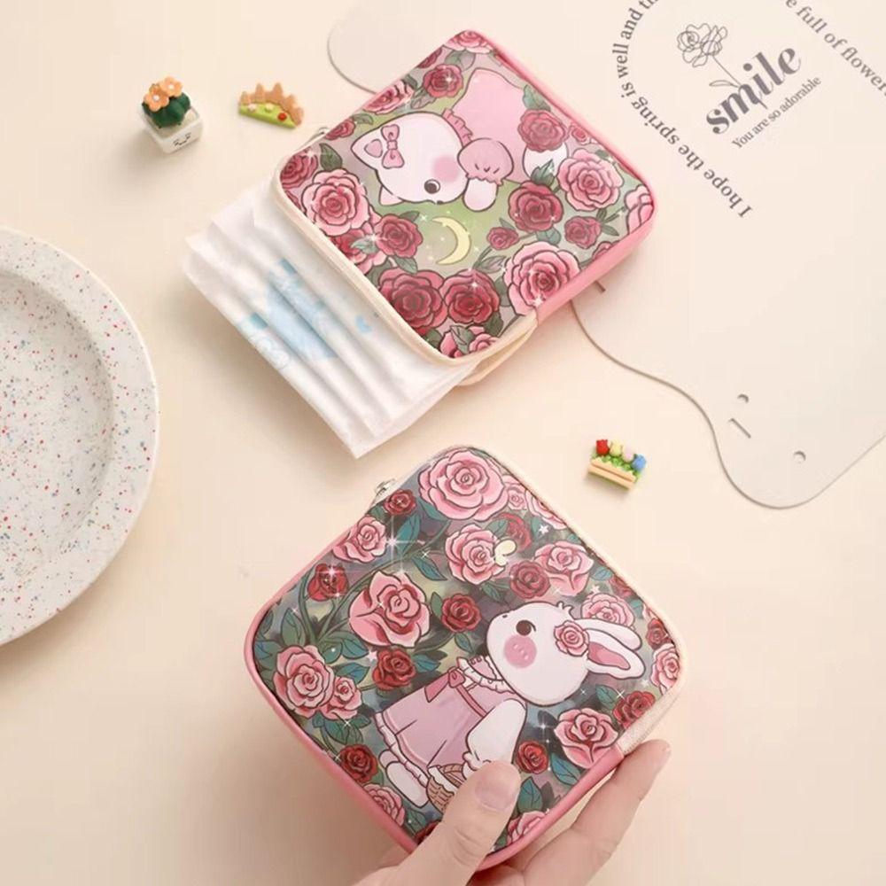 Portable Zipper Pouch Sanitary Pads Bag Large Capacity Multipurpose Coin Purse Cosmetic Bag Travel