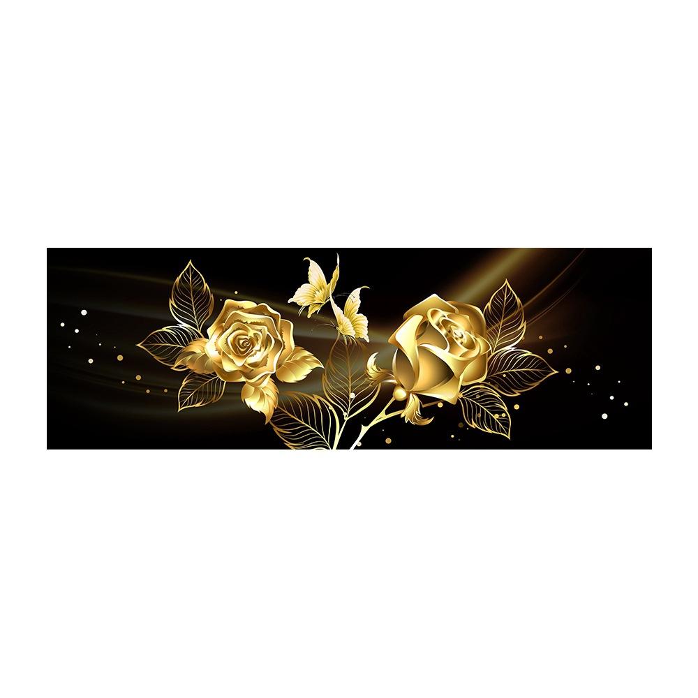

Черный золотой цветок розы бабочка абстрактное настенное искусство холст картина печать плакатов Horizonta картина для гостиной Декор в спальню 20x60cm