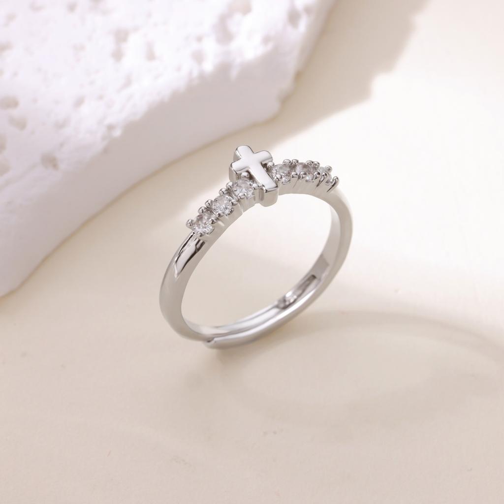 Red Zircon Shell Stainless Steel Heart Rings 18K Gold-plated Anti Fading Open Ring for Women Jewelry Vacation Accessories Gifts