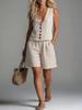 Set estivo in cotone e lino senza maniche con pantaloncini a gamba larga, set da due pezzi, temperamento casual da pendolare, cross-border Amazon europeo e americano