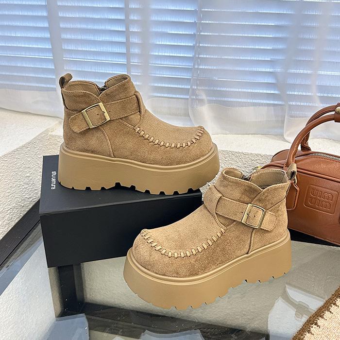 Thick-soled Martin boots women's autumn 2025 new single boots matte leather women's boots Internet celebrity fashion Velcro short boots