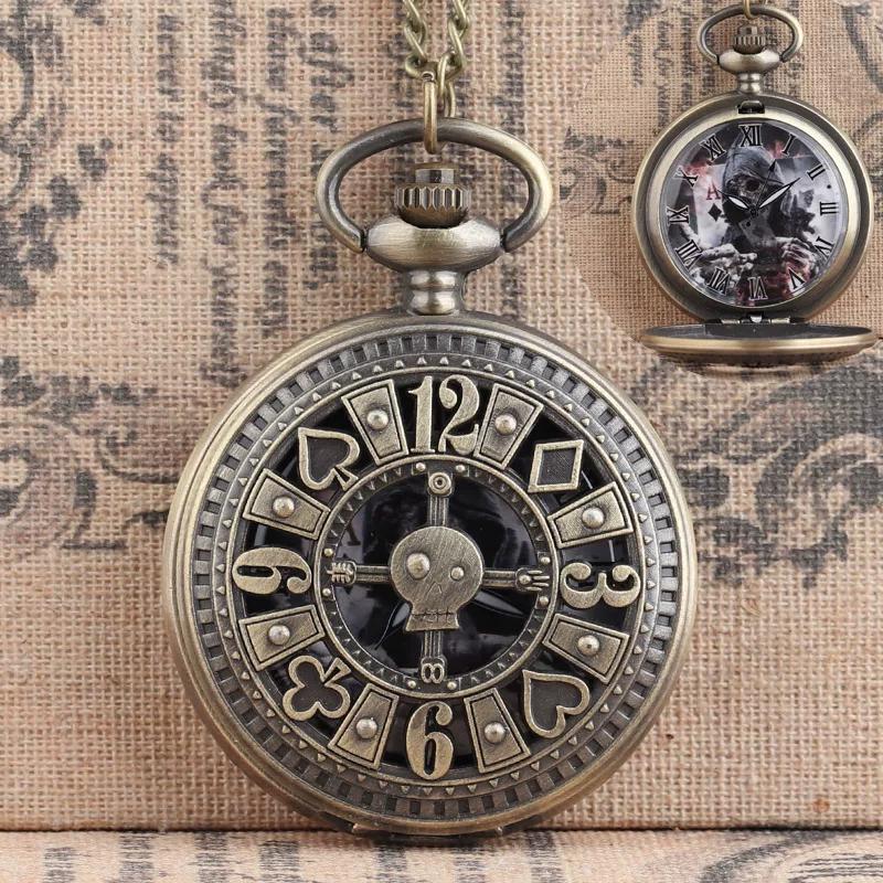 Devil Lanyard Embossed Ghost Head Pocket Watch European and American Animation Halloween Christmas Horror Night Skull Jack