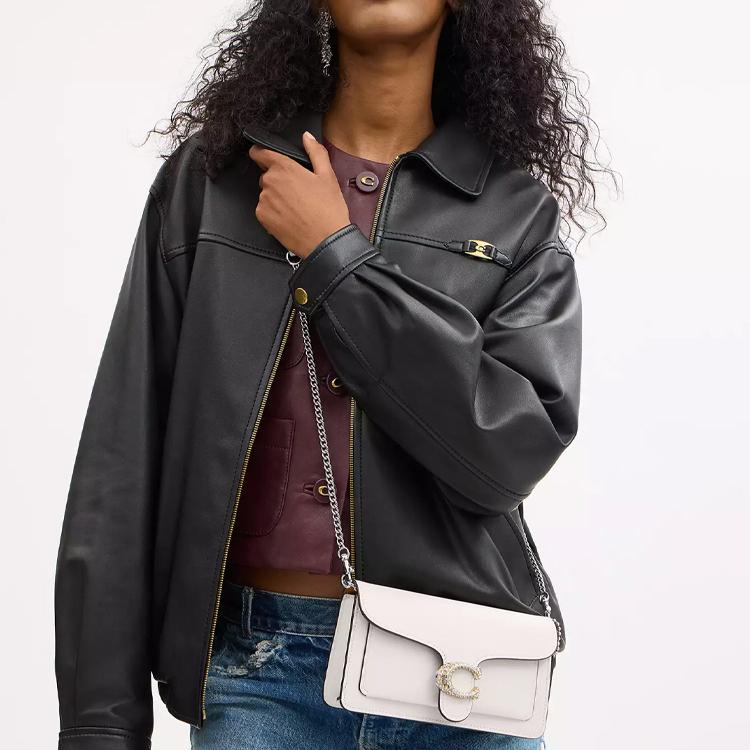 Coach Tabby 20 Flap Closure Detachable Chain Small Calfskin Crossbody Shoulder Bag Women bags Chalk-White CX245-LHCHK