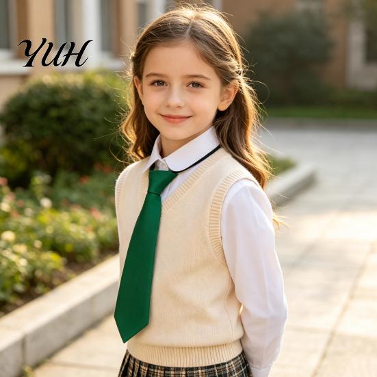 Child Dress Shirt Tie Kids Pre-tied Necktie for Boys Girls, Adjustable with Elastic Strap British Style School Uniforms Wedding And Cosplay,