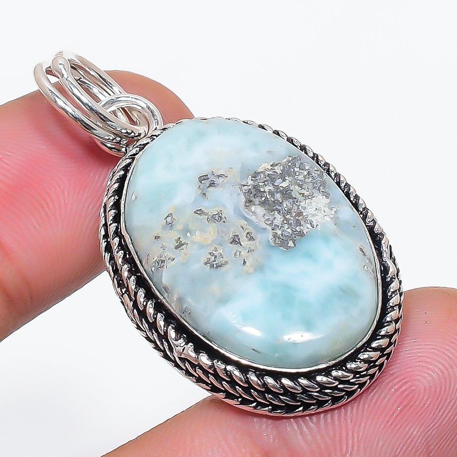 

Натуральный Республиканский Ларимар Драгоценный Камень 925 Пробы Серебро Ювелирное Изделие Подвеска 1,77 AP-14176