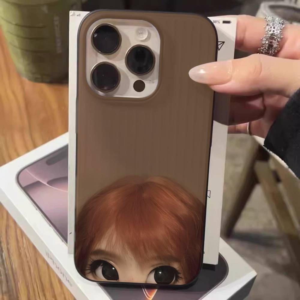 Dark Cute Girl Doll Art For IPhone 16 15 14 13 12 11 17 Pro Max Plus Wave Corrugated Phone Case Anti Drop Cover