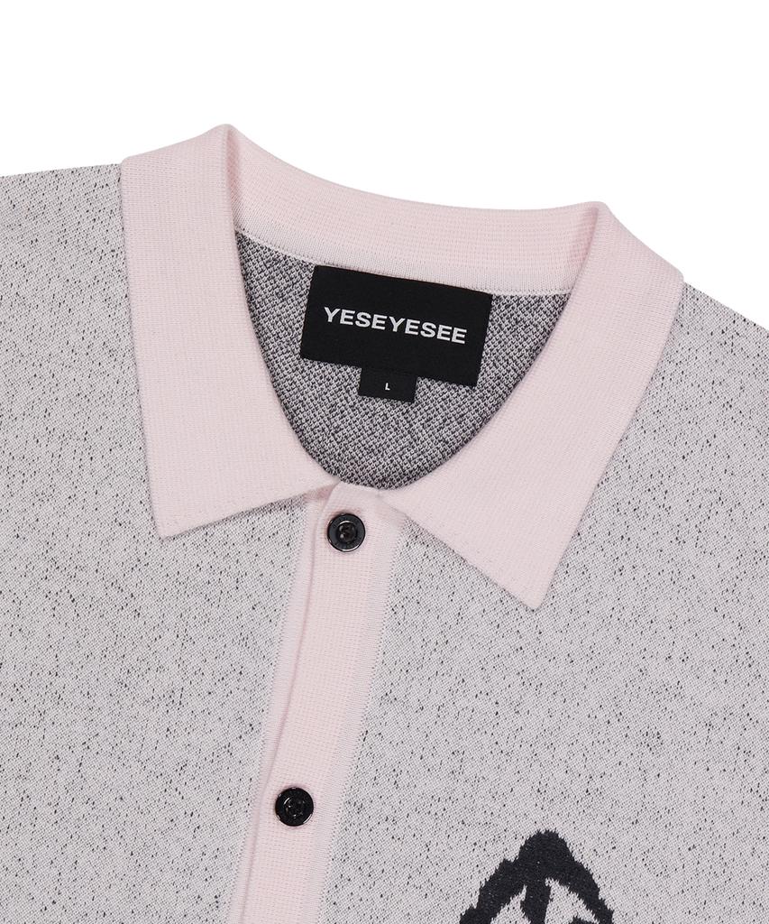 YESEYESEE Poker Icons Knit Half Shirts Light Pink